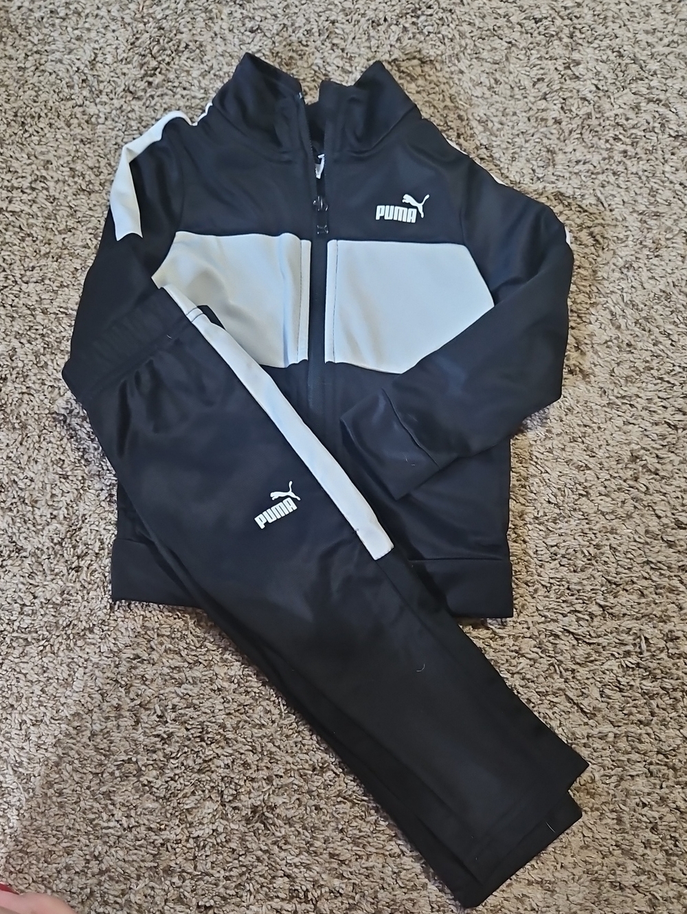 Puma Black and White Kids Track Jacket & Pant Set